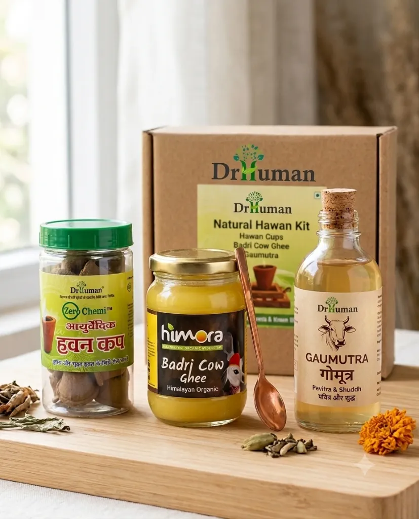 Natural Hawan Kit With Hawan Cup, Badri Cow Ghee , Gaumutra